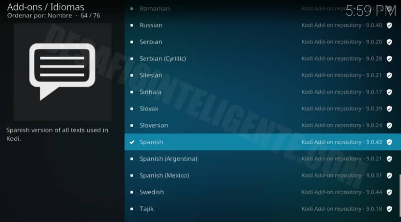 Cambiar el idioma en Kodi y ponerlo en Español Desafío Inteligente