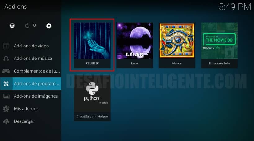 kelebek en addons de programas