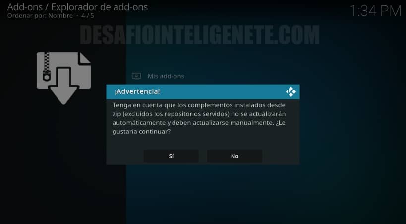 advertencia al instalar desde zip