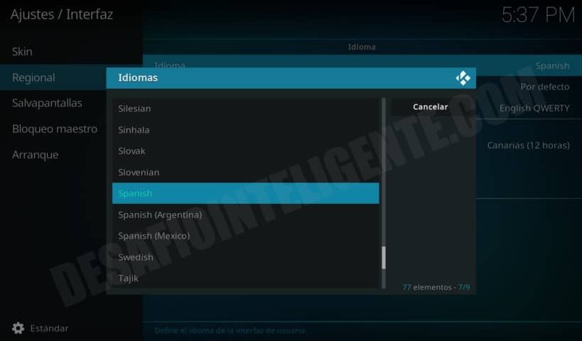 cambiar el_idioma en kodi a español