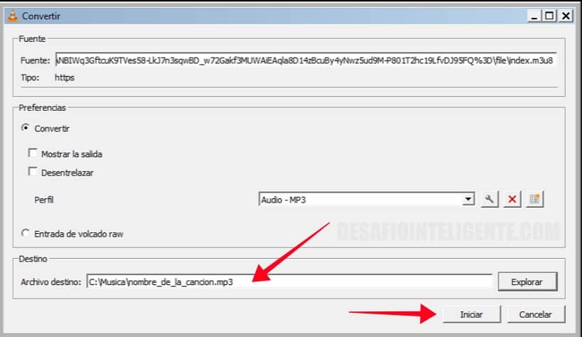convertir Youtube a mp3 con VLC