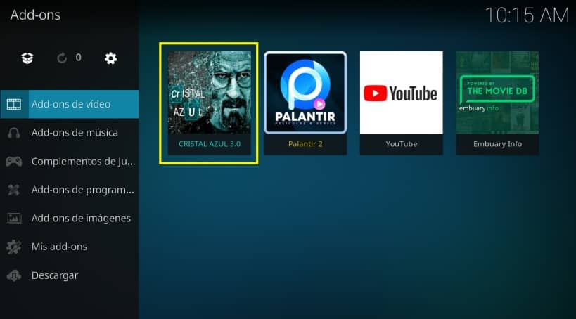 cristal azul addon en kodi
