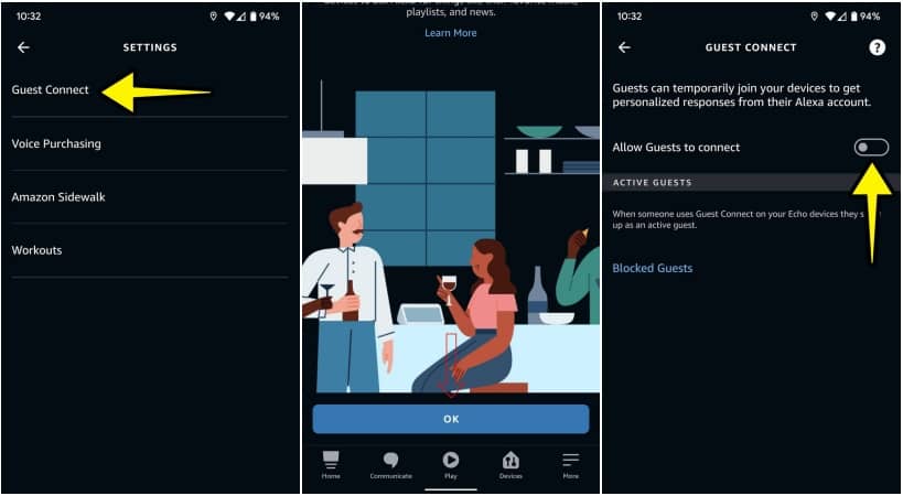habilitar guest connect en Alexa