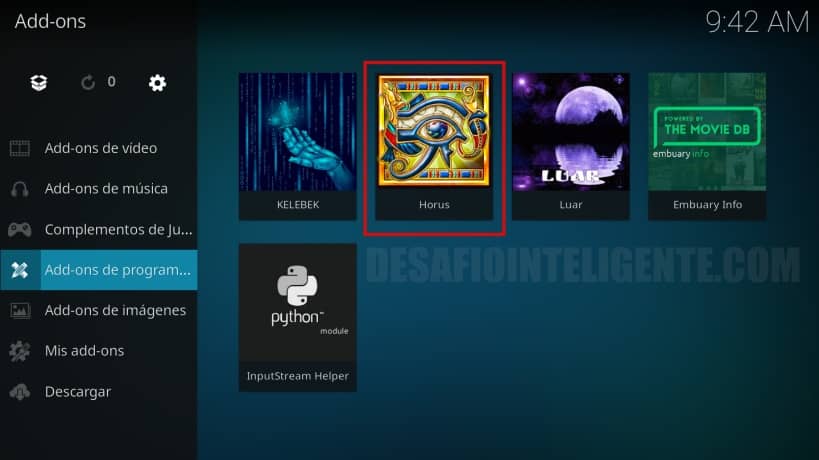 horus en addon de programas