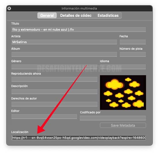 información multimedia en vlc de mac