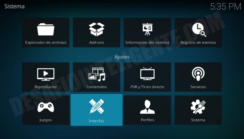 interfaz kodi