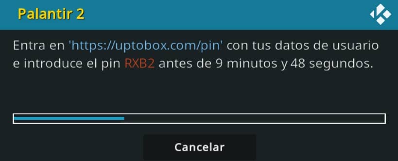 mensaje pin uptobox en palantir 2