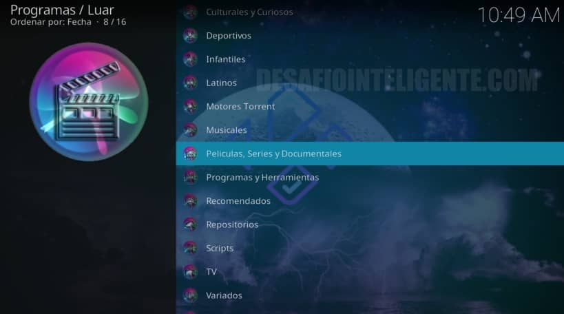 menu películas series en luar