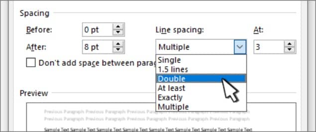 cambiar interlineado en word