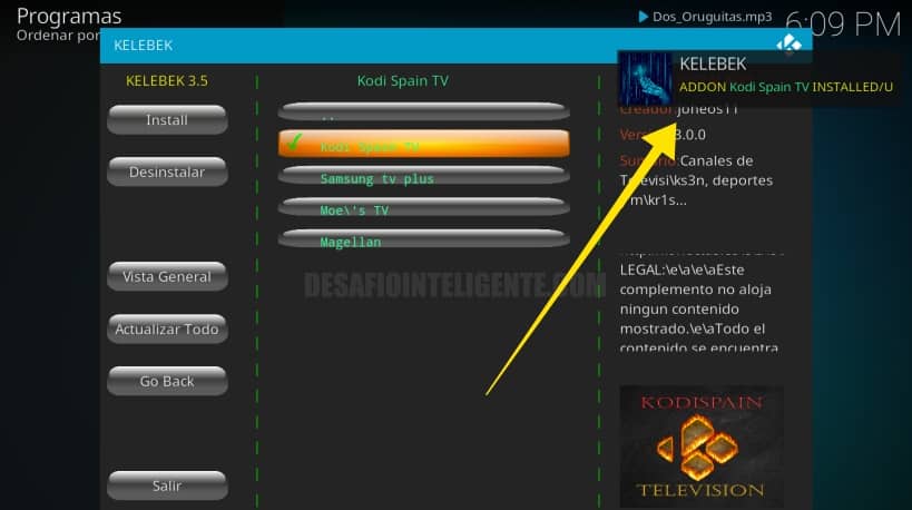 notificación kodispain instalado