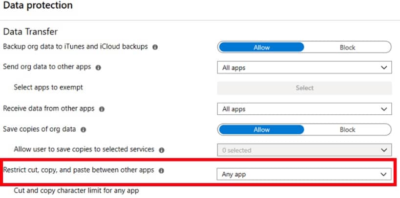 restringir cortar copiar y pegar en otras aplicaciones