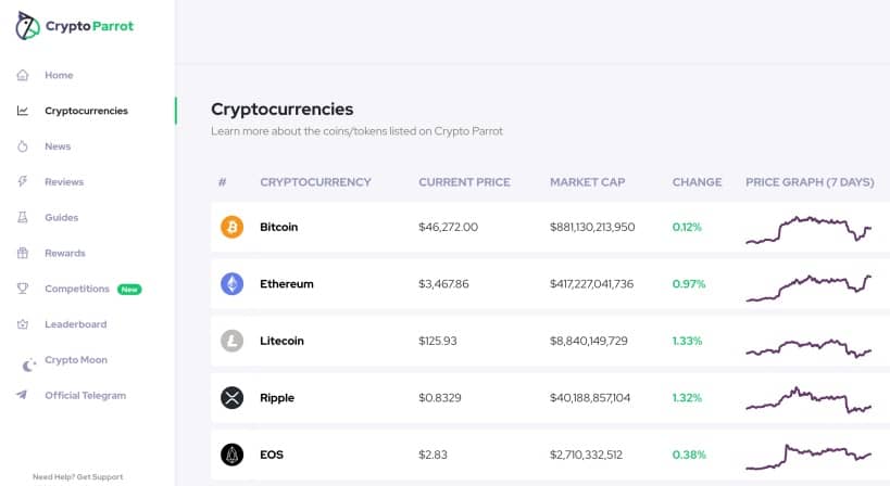 simulador criptomonedas cryptoparrot