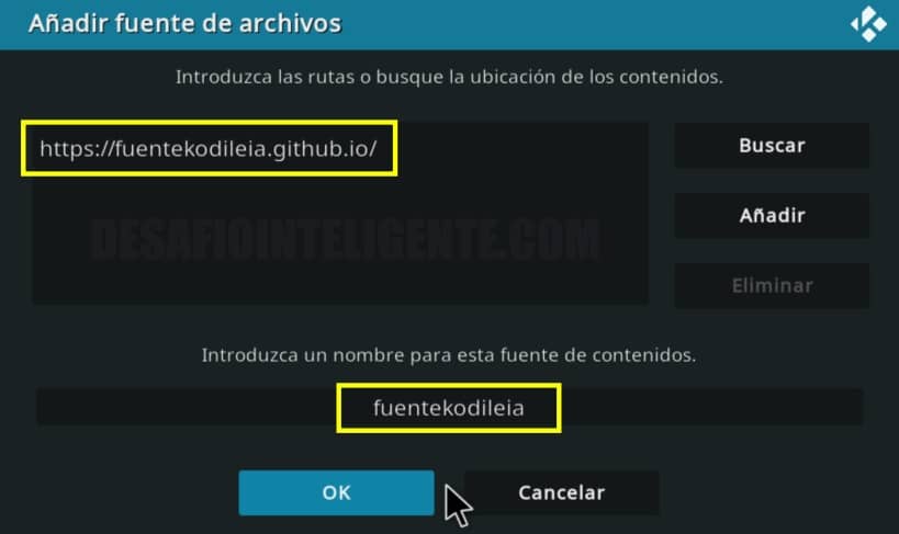 añadir fuentekodelia a kodi