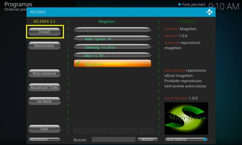 instalar magellan addon desde kelebek