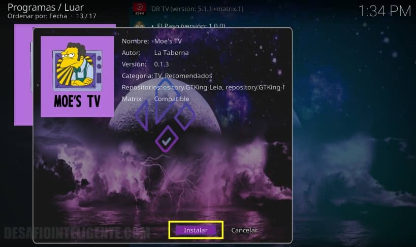 instalar moes tv en luar