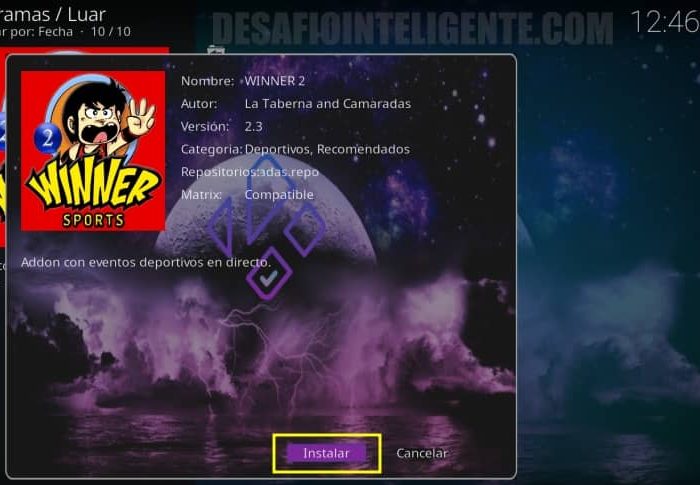 instalar winner addon con luar