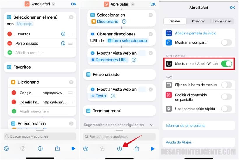 Atajo Navegar Internet Apple Watch