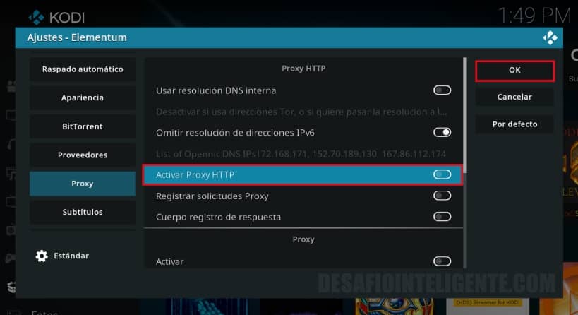 Ajuste Proxy Addon Elementum