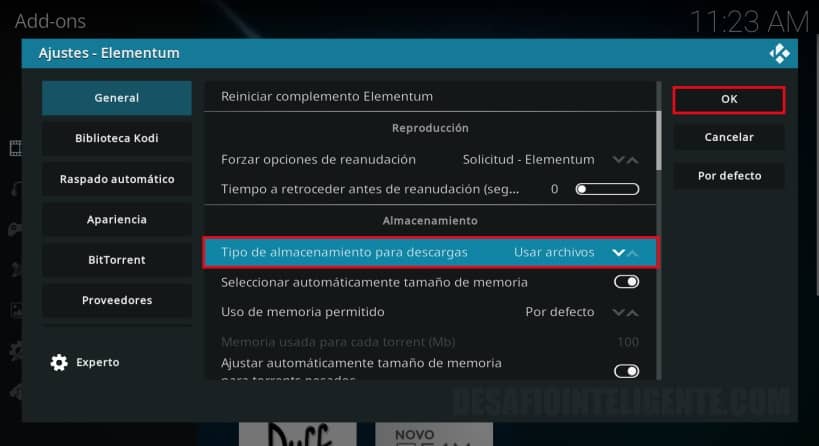 Ajustes En El Addon Elementum