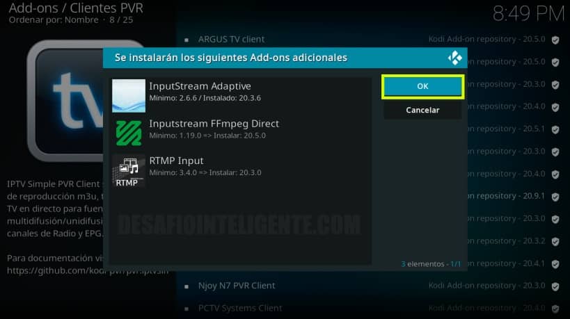 Dependencias Iptv Simple Client