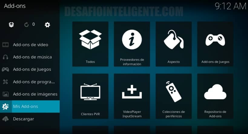 Menu Add Ons Mis Add Ons Kodi