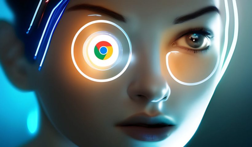 Robot De Ia Con El Logo De Chrome