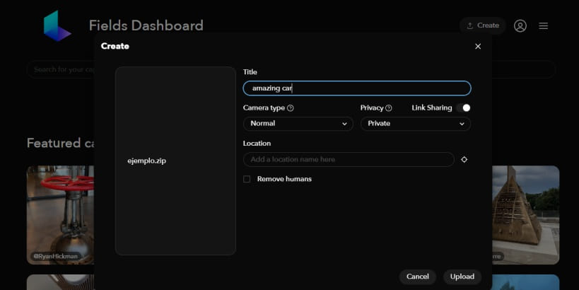Subir Archivo Zip Luma Ai