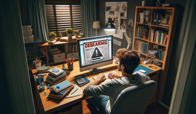 Estudiante Viendo Publicidad Mientras Estudia